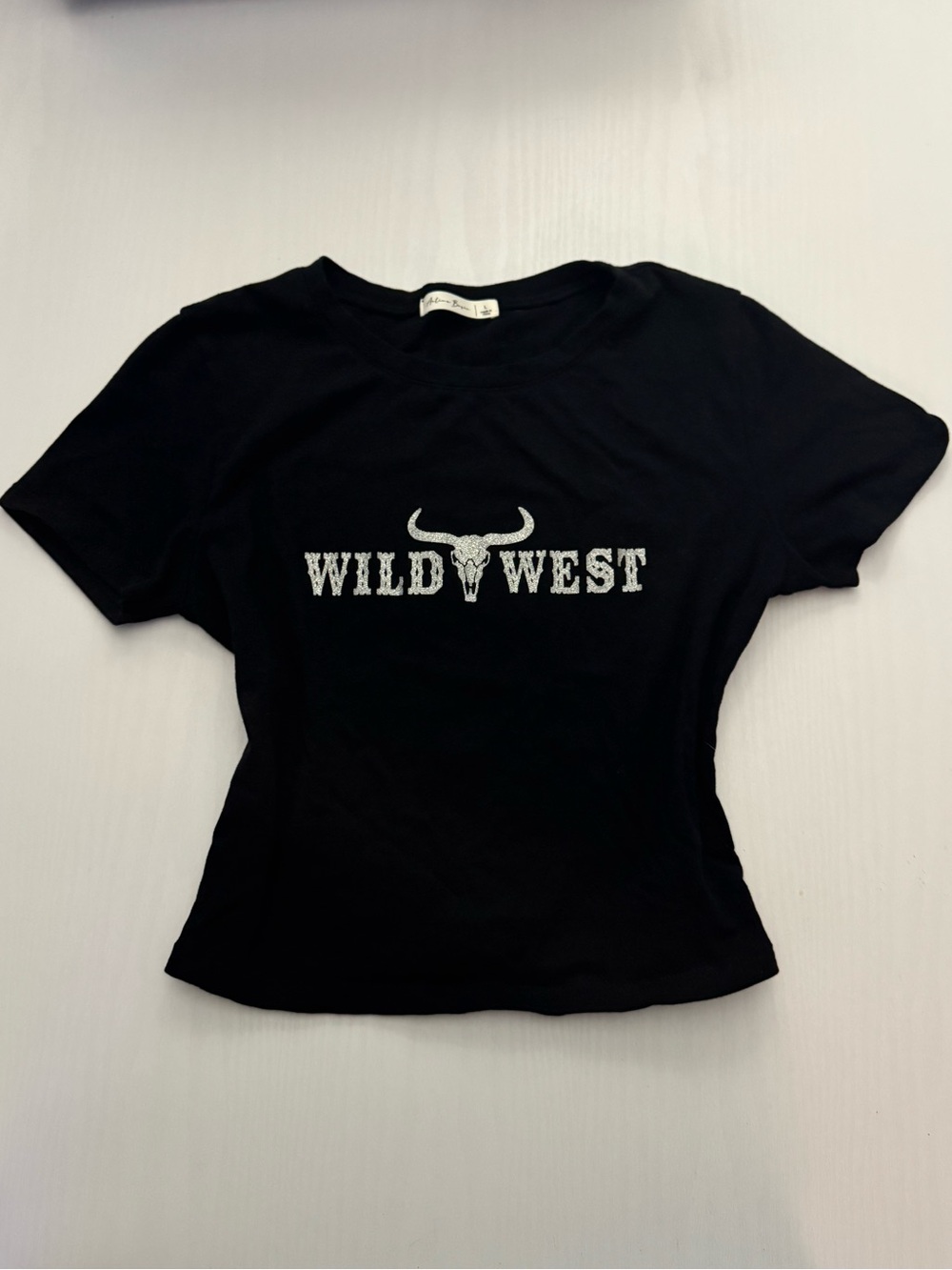 Wild West Western Aesthetic Graphic Steer Skull Fitted Baby Tee